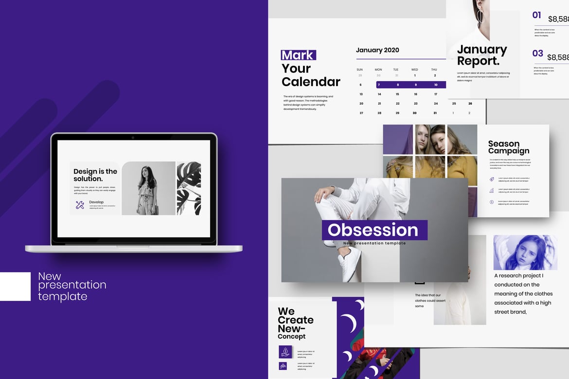 Template PowerPoint Kreatif Minimalis - Obsession untuk Bisnis Anda