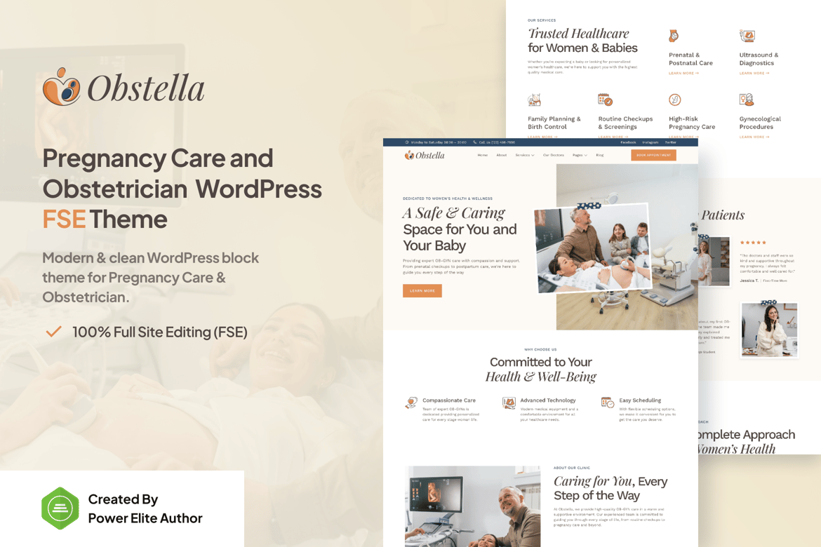 Obstella – Tema WordPress Modern untuk Perawatan Kehamilan & Obstetri