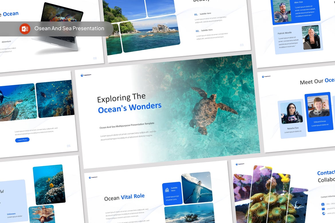 Template PowerPoint Bertema Laut dan Samudera yang Menawan