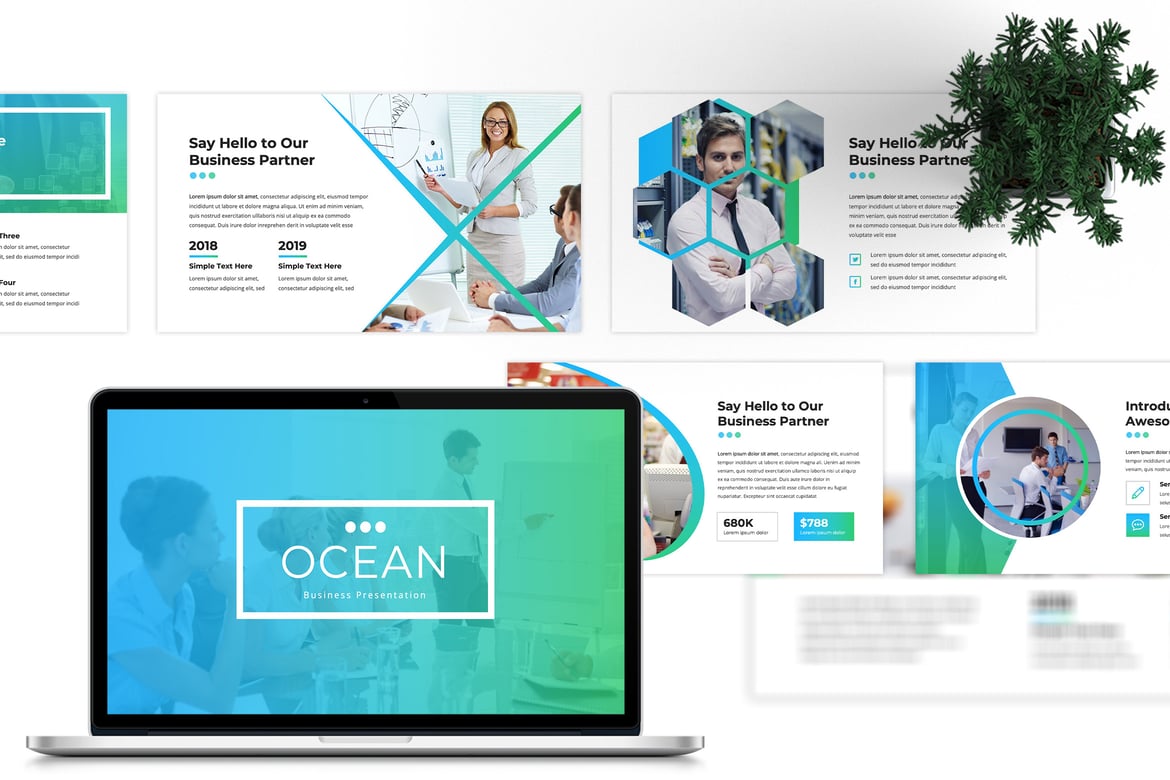 Template Presentasi PowerPoint Ocean Business yang Modern dan Kreatif