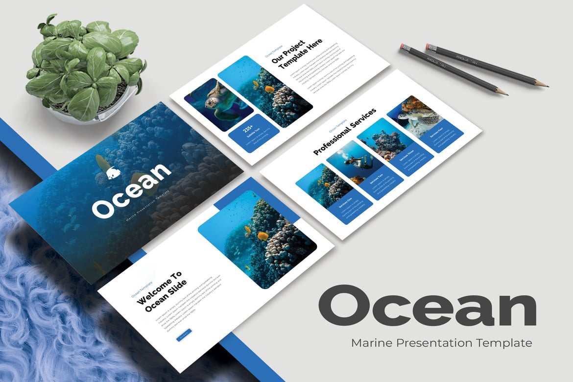 Template Presentasi PowerPoint Bertema Laut yang Menawan