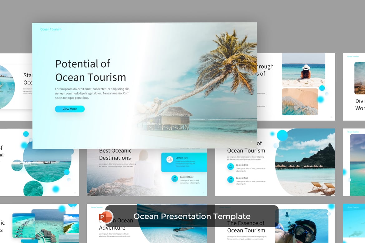 Template Presentasi PowerPoint Pariwisata Laut yang Menarik