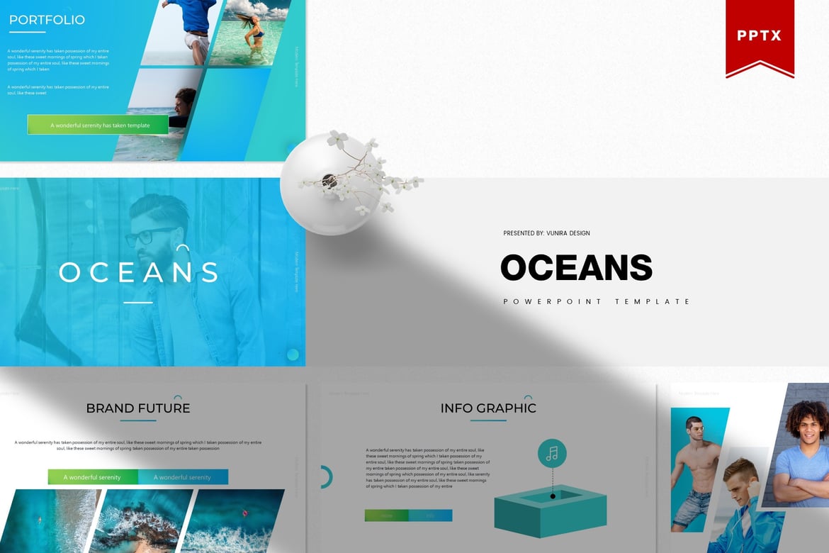 Template PowerPoint Lautan yang Menawan