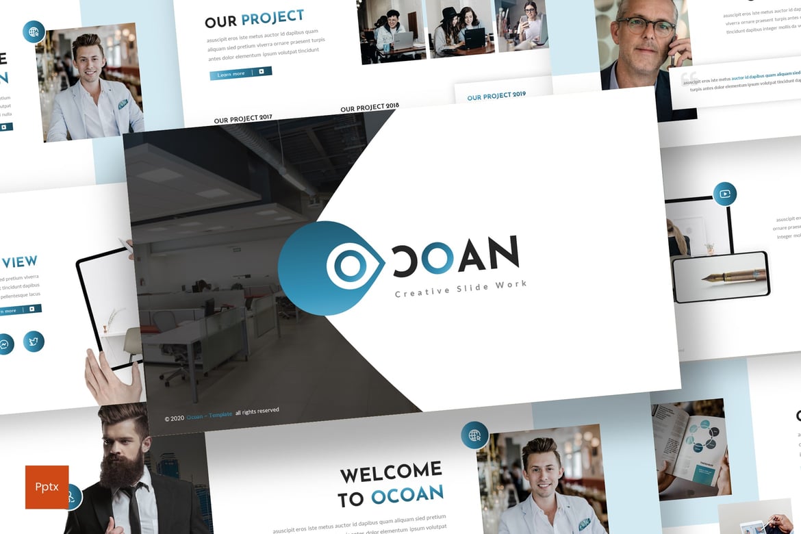 Ocoan - Template Powerpoint Bisnis yang Kreatif dan Minimalis