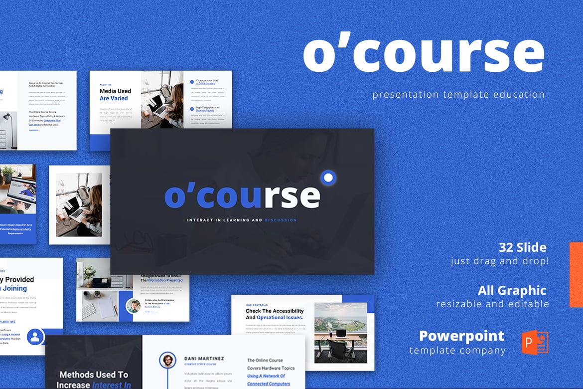 O'course – Template Presentasi PowerPoint untuk Pembelajaran Daring yang Modern