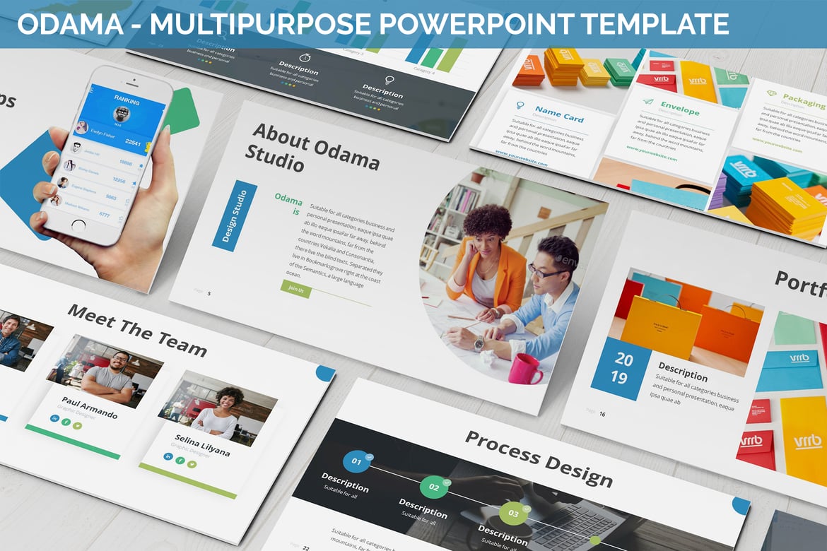 Template PowerPoint Serbaguna Odama - Solusi Presentasi Modern