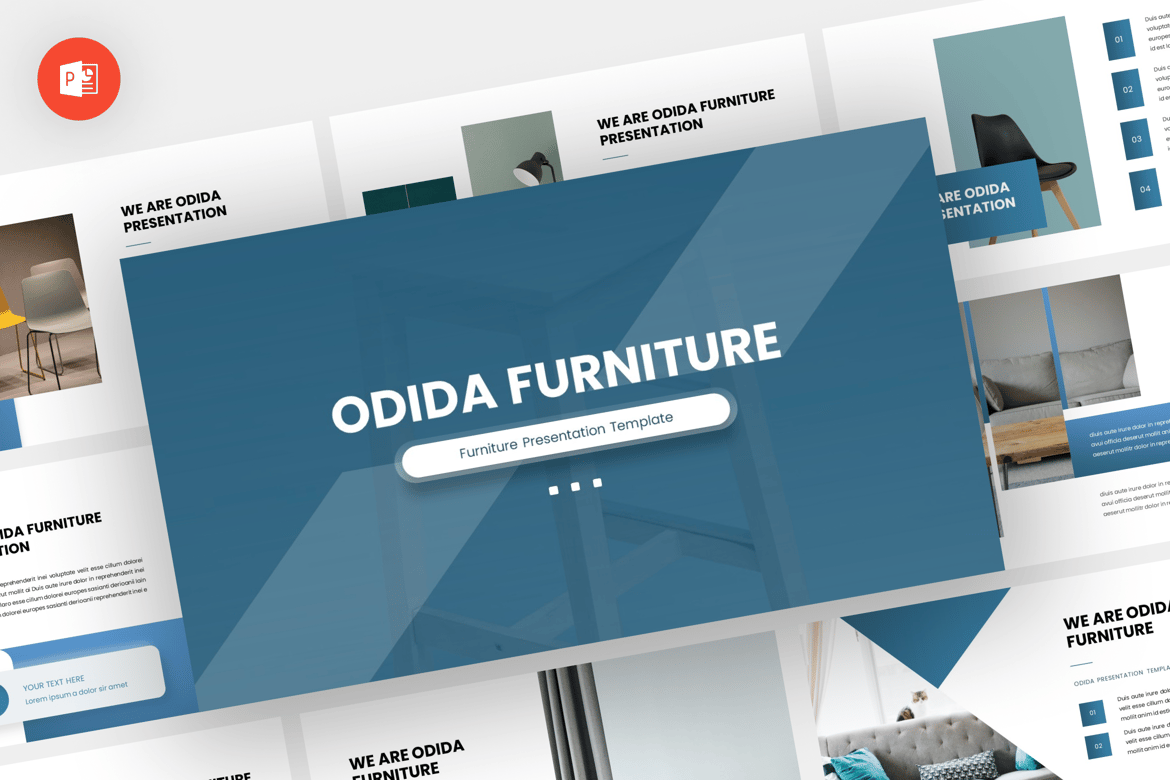 Template Presentasi PowerPoint Odida - Desain Furniture Modern dan Profesional