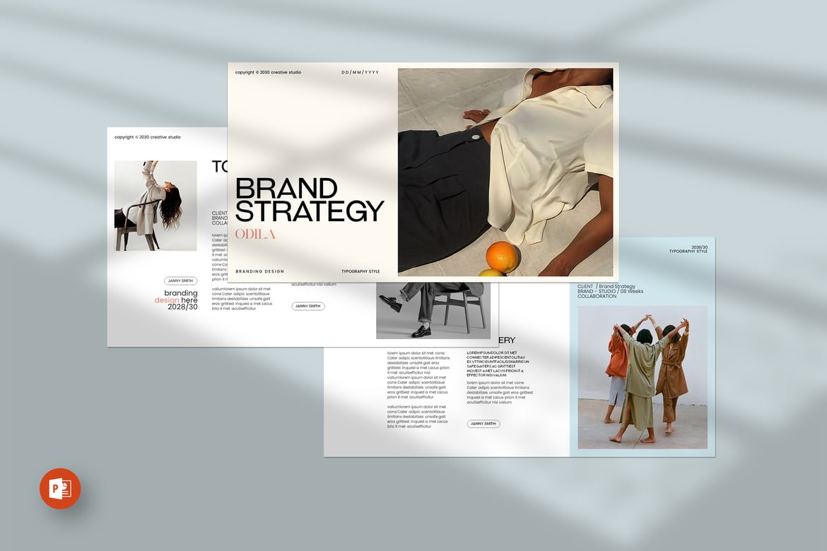 Template PowerPoint Strategi Merek Odila yang Menarik dan Profesional