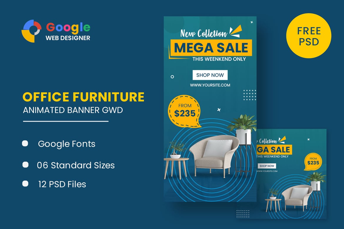Template Iklan Banner HTML5 untuk Furnitur Kantor yang Menarik