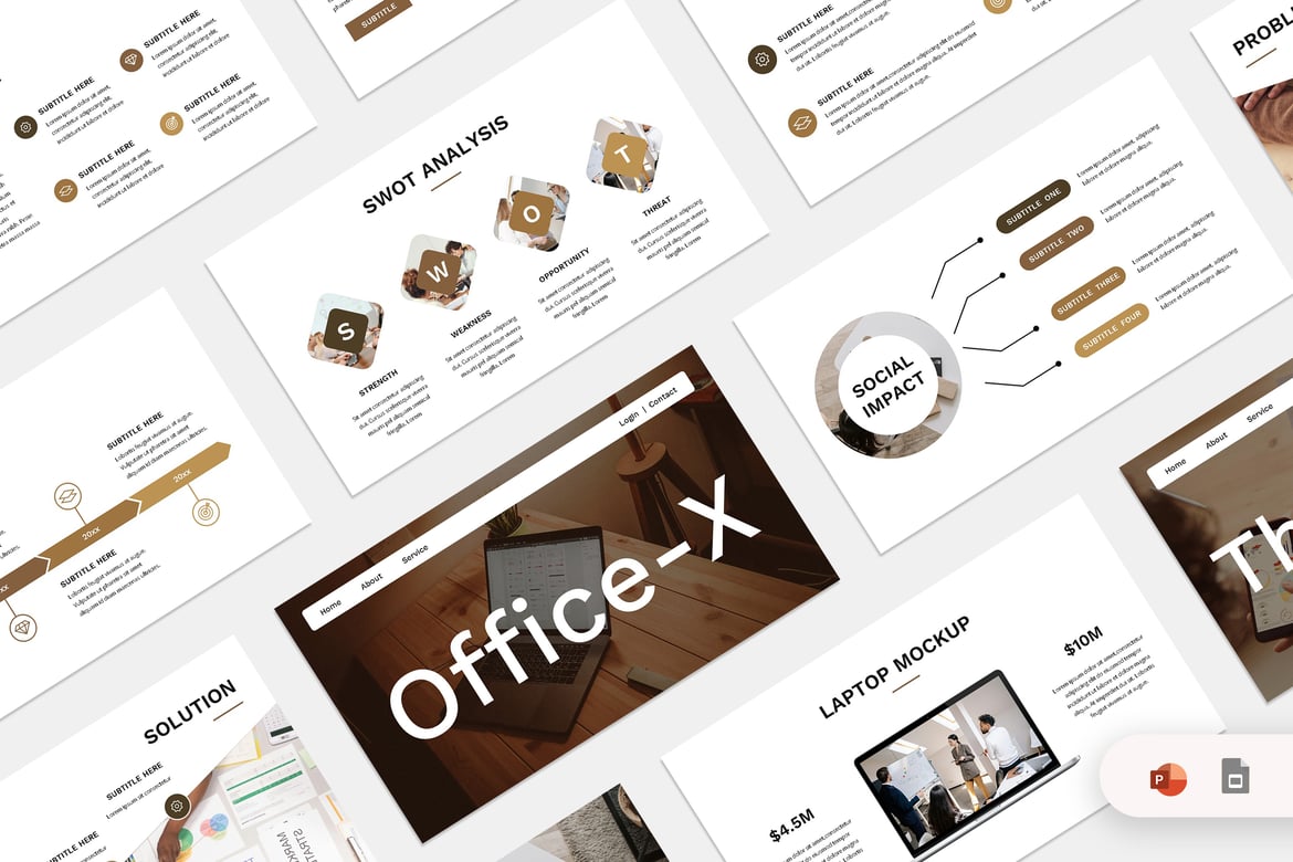 Template Presentasi PowerPoint Bisnis - Office-X yang Stylish