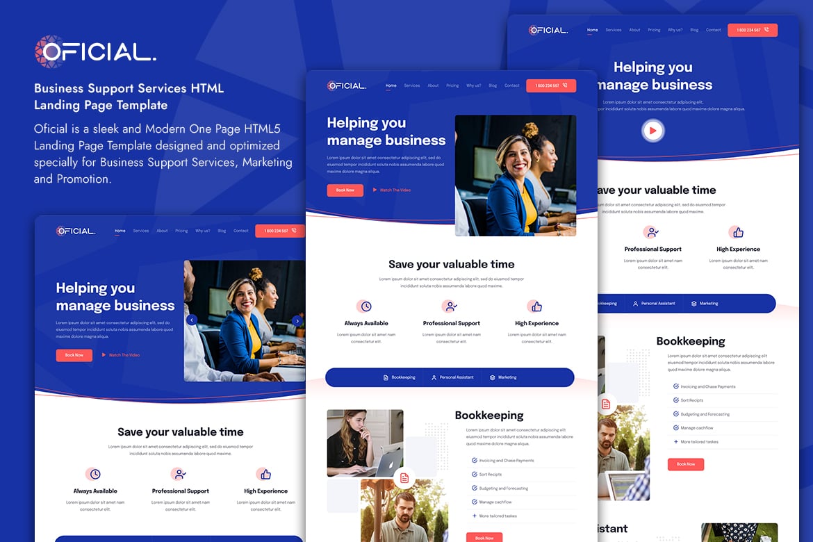 Template Website Landing Page Profesional untuk Layanan Bisnis