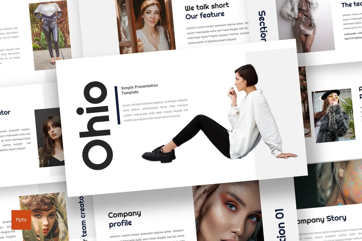 Template Presentasi PowerPoint Ohio yang Minimalis dan Kreatif