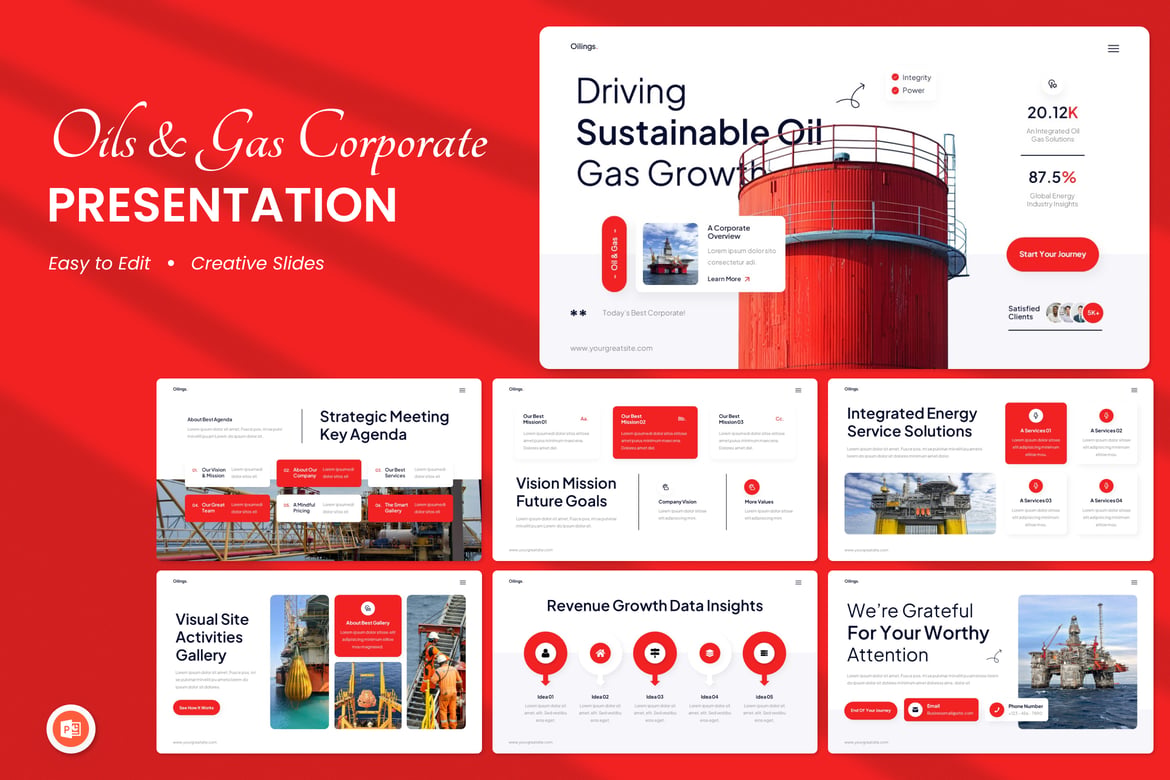Template Presentasi Perusahaan Minyak & Gas yang Profesional