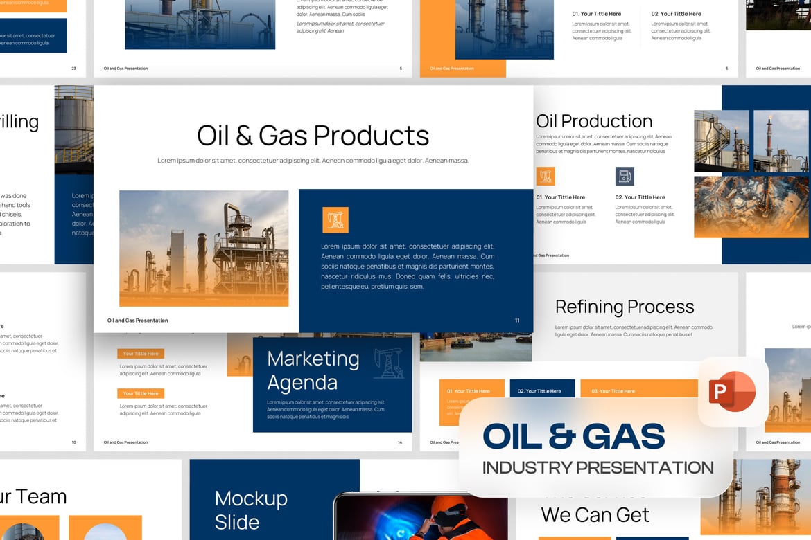 Template Presentasi PowerPoint untuk Industri Minyak & Gas yang Modern