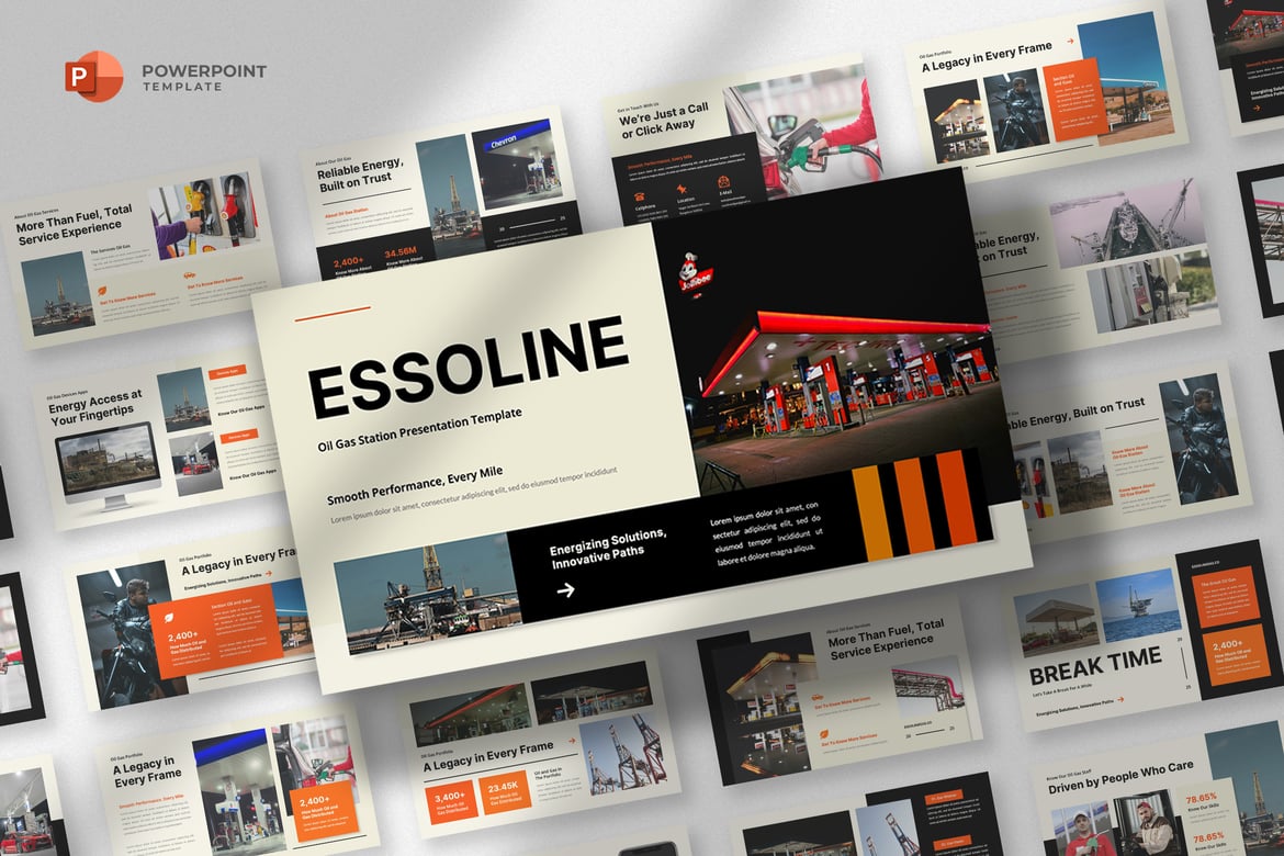 Template Powerpoint Energi Minyak & Gas yang Profesional