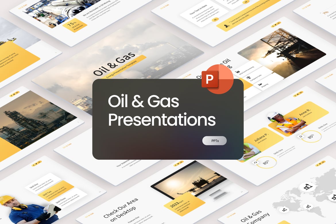 Template PowerPoint Energi Minyak dan Gas yang Modern dan Minimalis