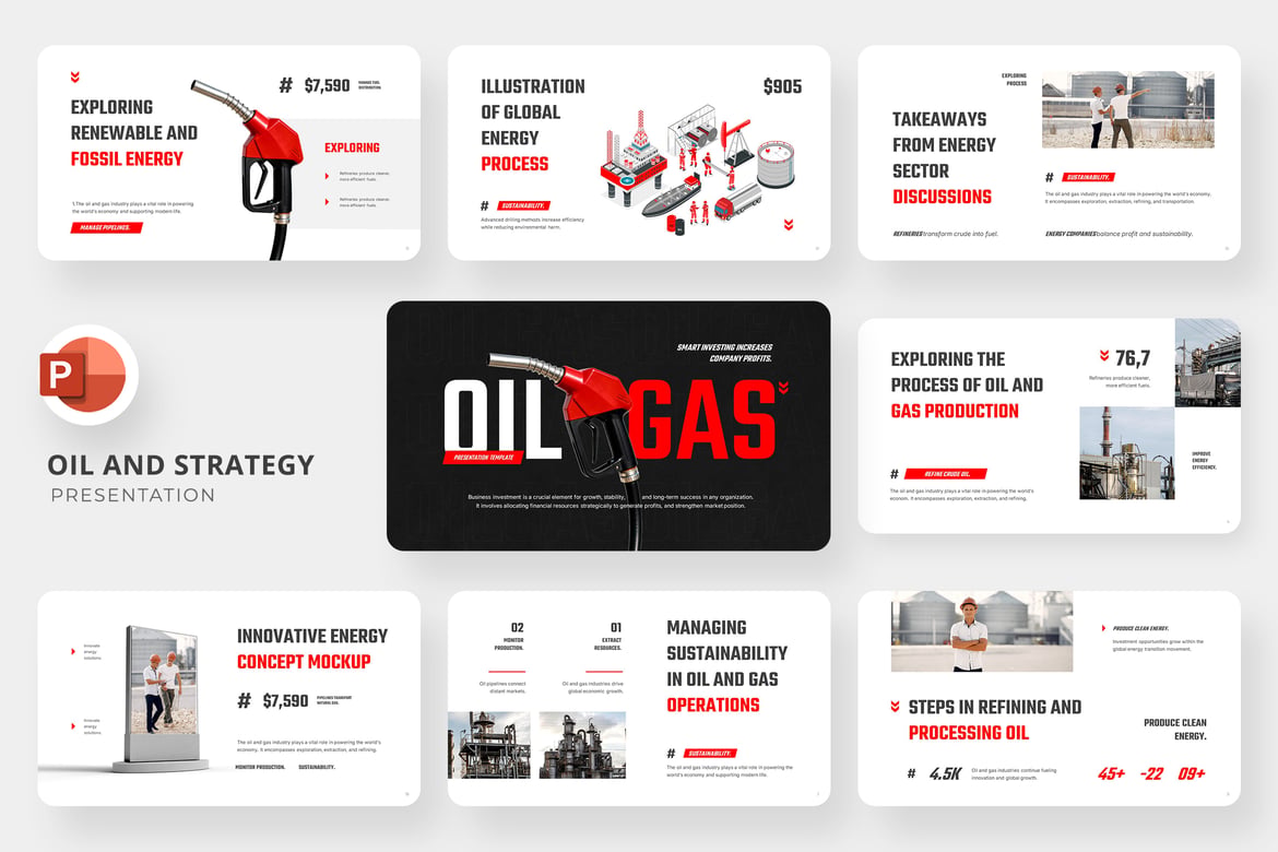 Template PowerPoint Industri Minyak dan Gas yang Profesional