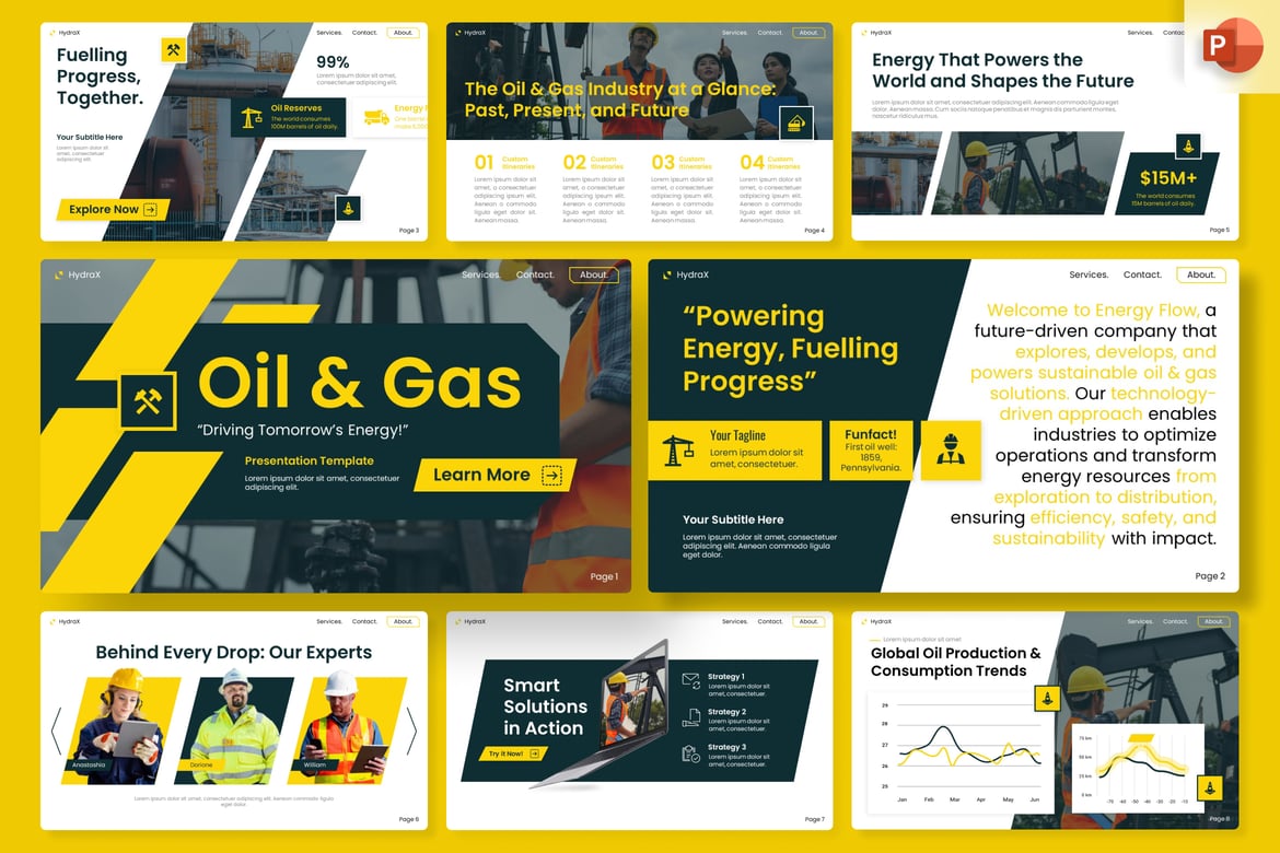 Template PowerPoint Energi Minyak dan Gas yang Profesional