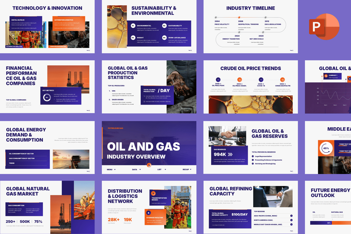 Template PowerPoint Energi Minyak dan Gas yang Profesional
