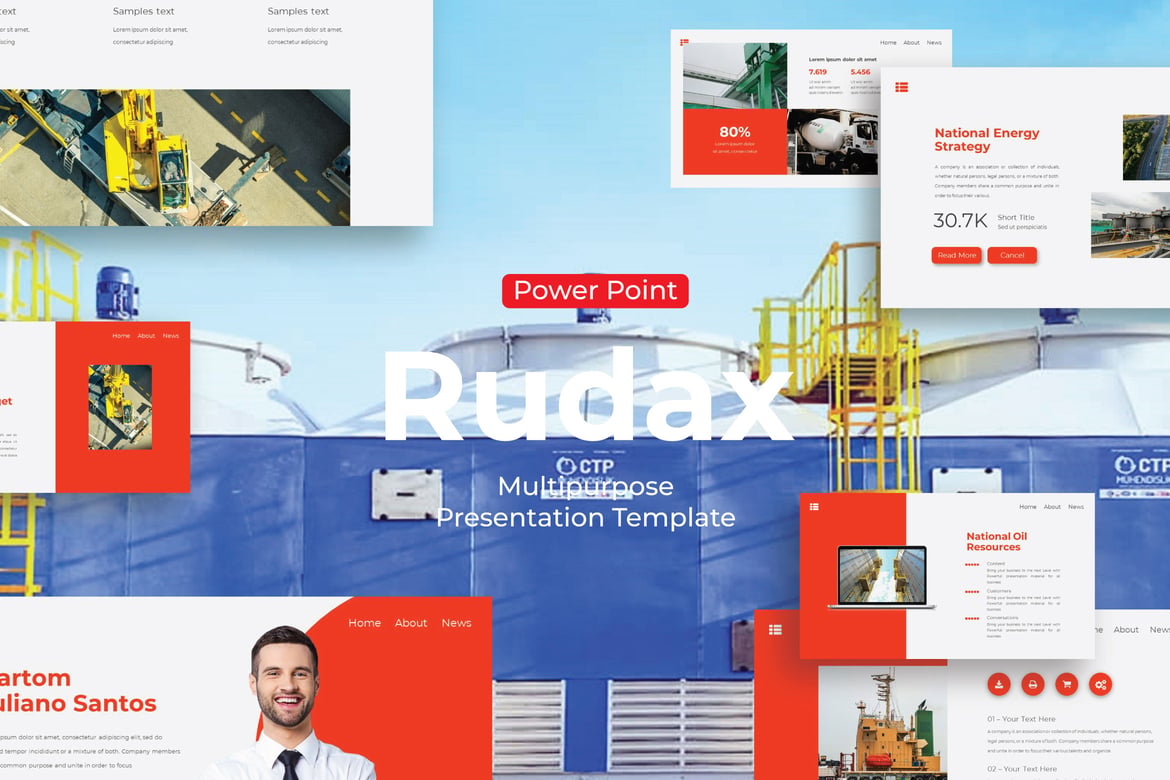 Template Presentasi PowerPoint Minyak dan Gas Rudax yang Serbaguna