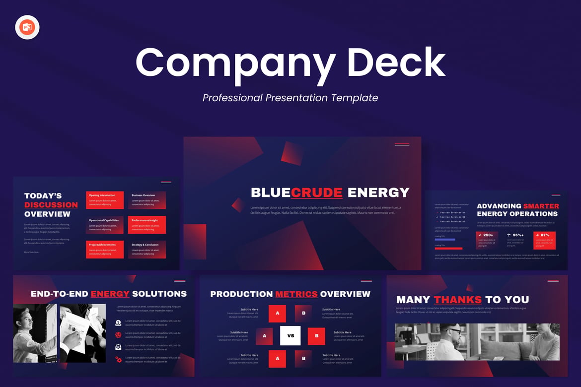 Template Presentasi Perusahaan Energi Minyak yang Profesional