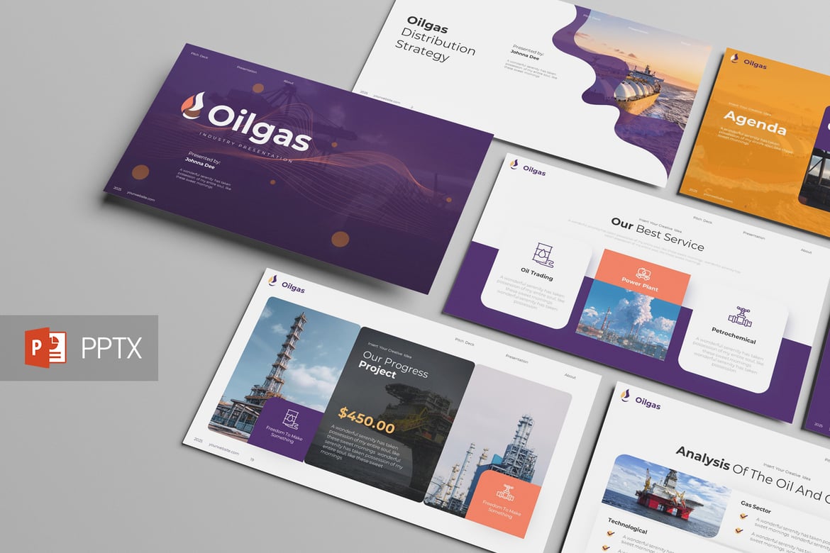 Template PowerPoint Minyak dan Gas yang Menarik dan Profesional