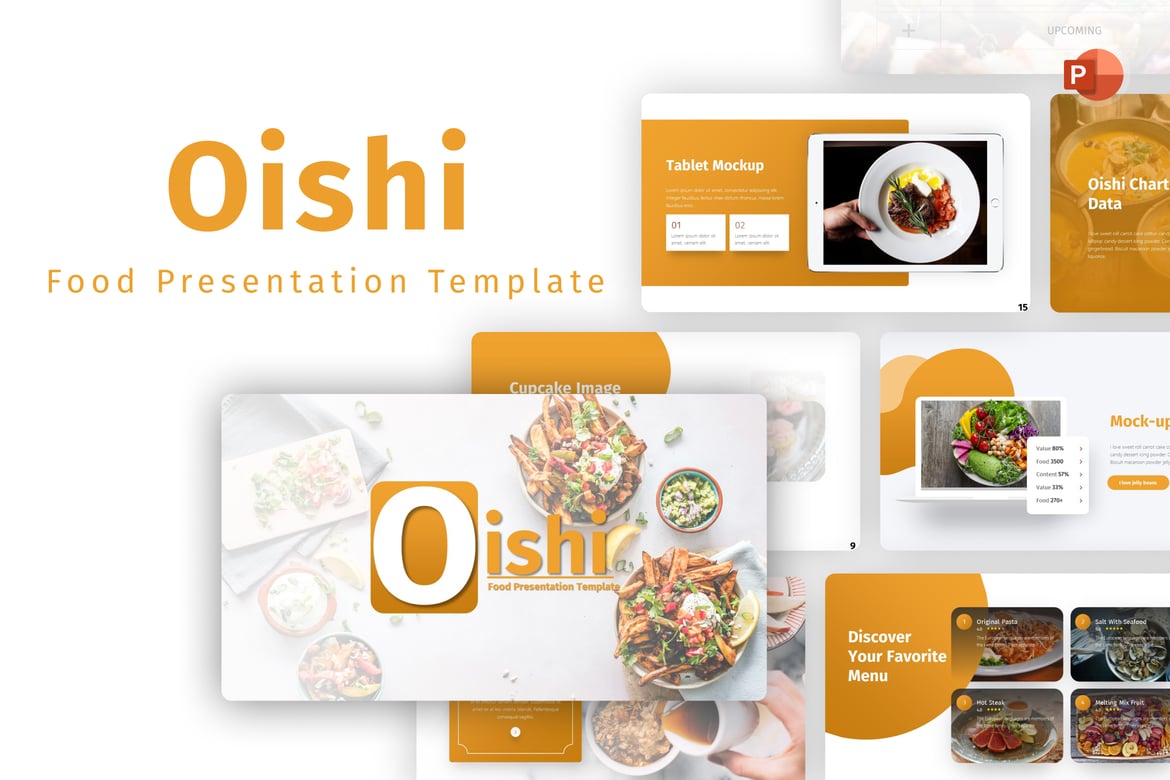 Template PowerPoint Oishi untuk Presentasi Makanan yang Menarik