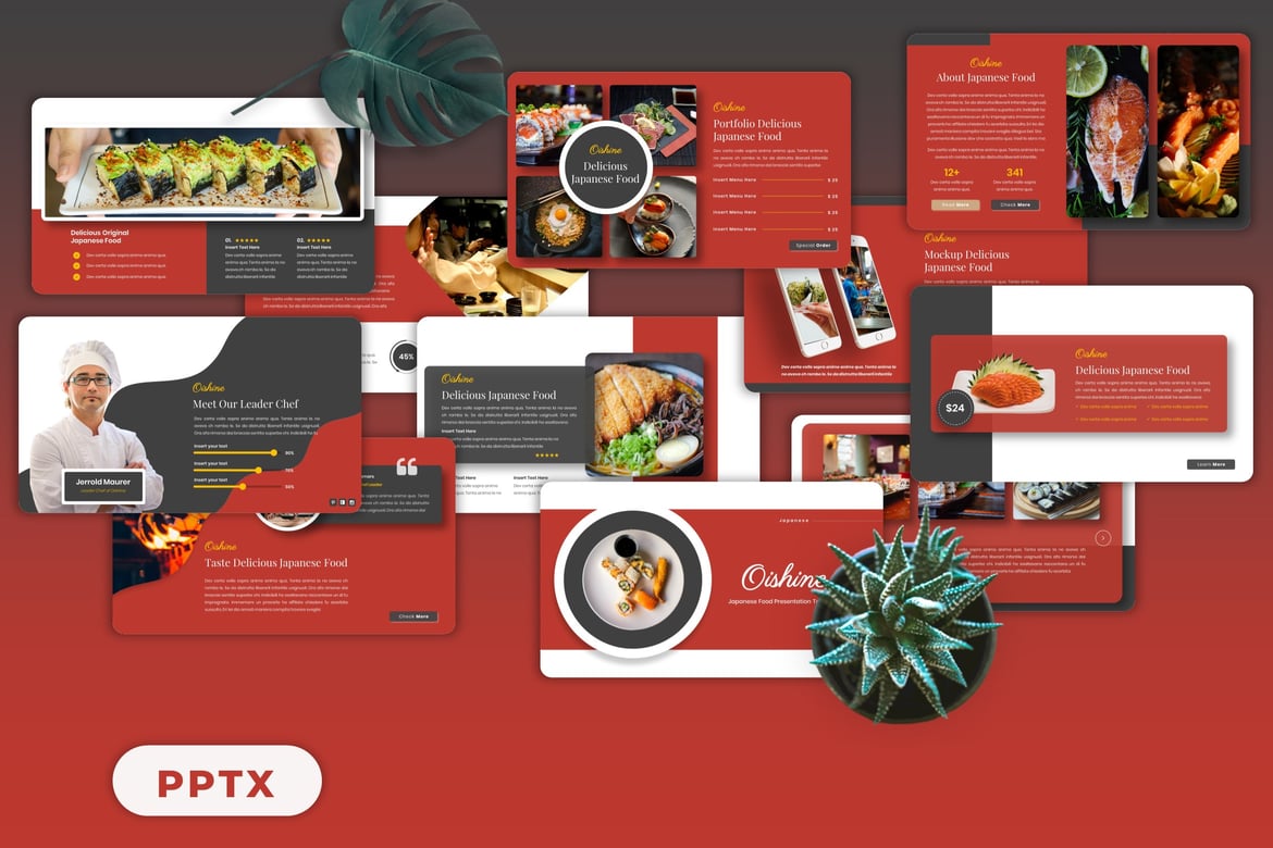 Template Presentasi Oishine - Powerpoint Makanan Jepang yang Menarik