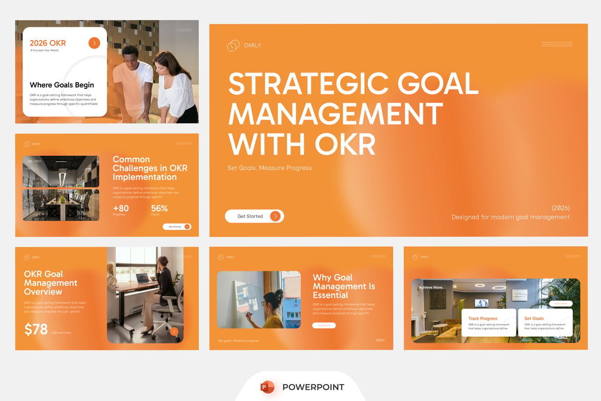 Template Presentasi PowerPoint Manajemen Tujuan OKR yang Modern dan Efektif