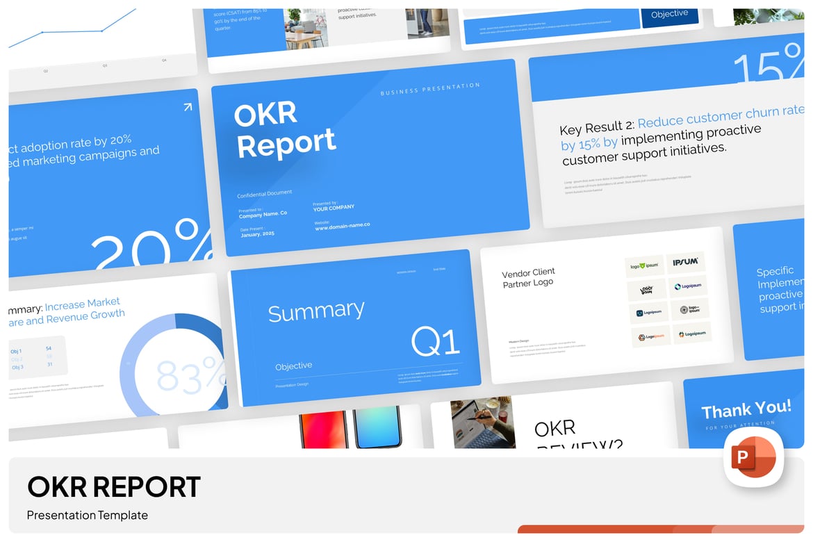 Template Presentasi OKR Report PowerPoint yang Menarik