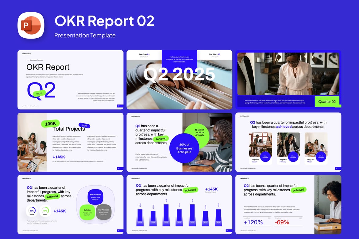Template PowerPoint Laporan OKR yang Menarik dan Profesional