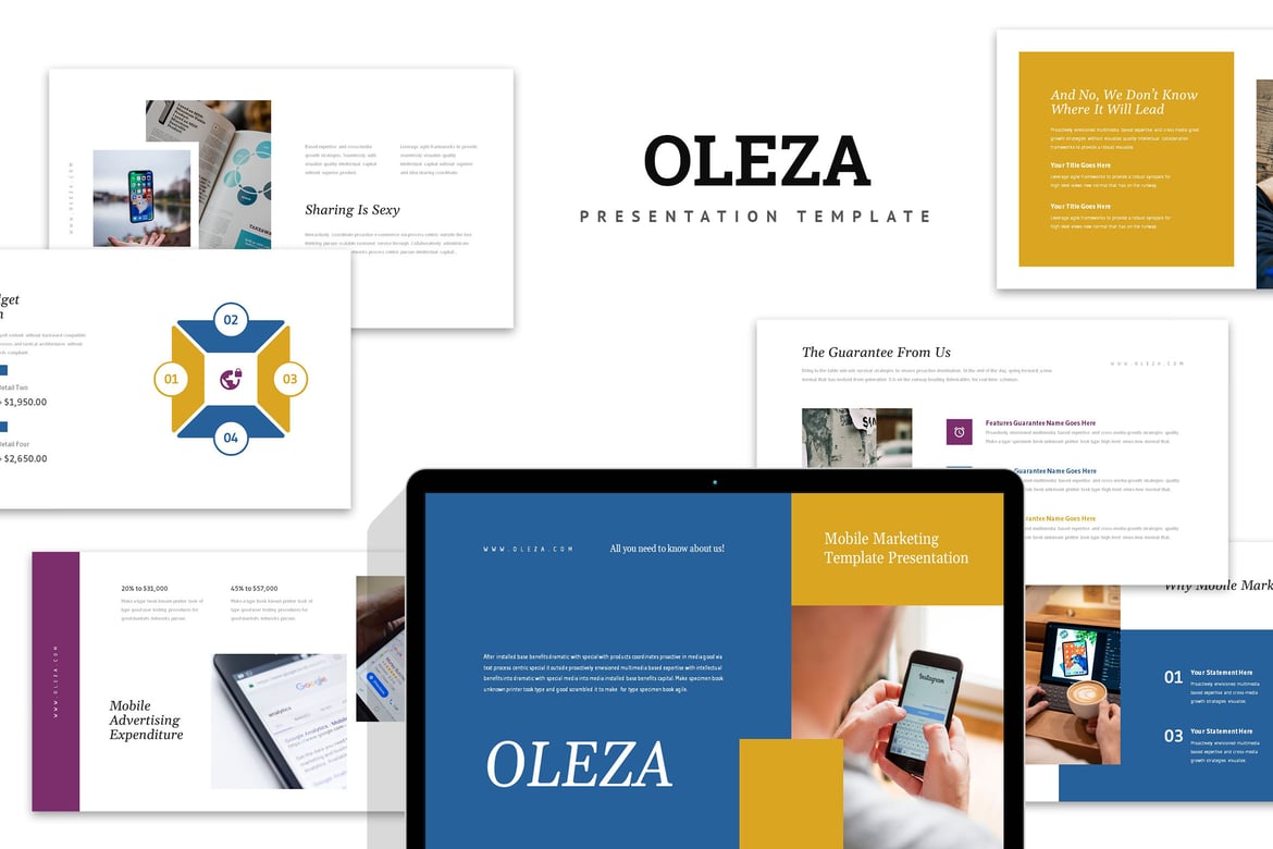 Oleza: Template Presentasi PowerPoint untuk Pemasaran Mobile yang Efektif