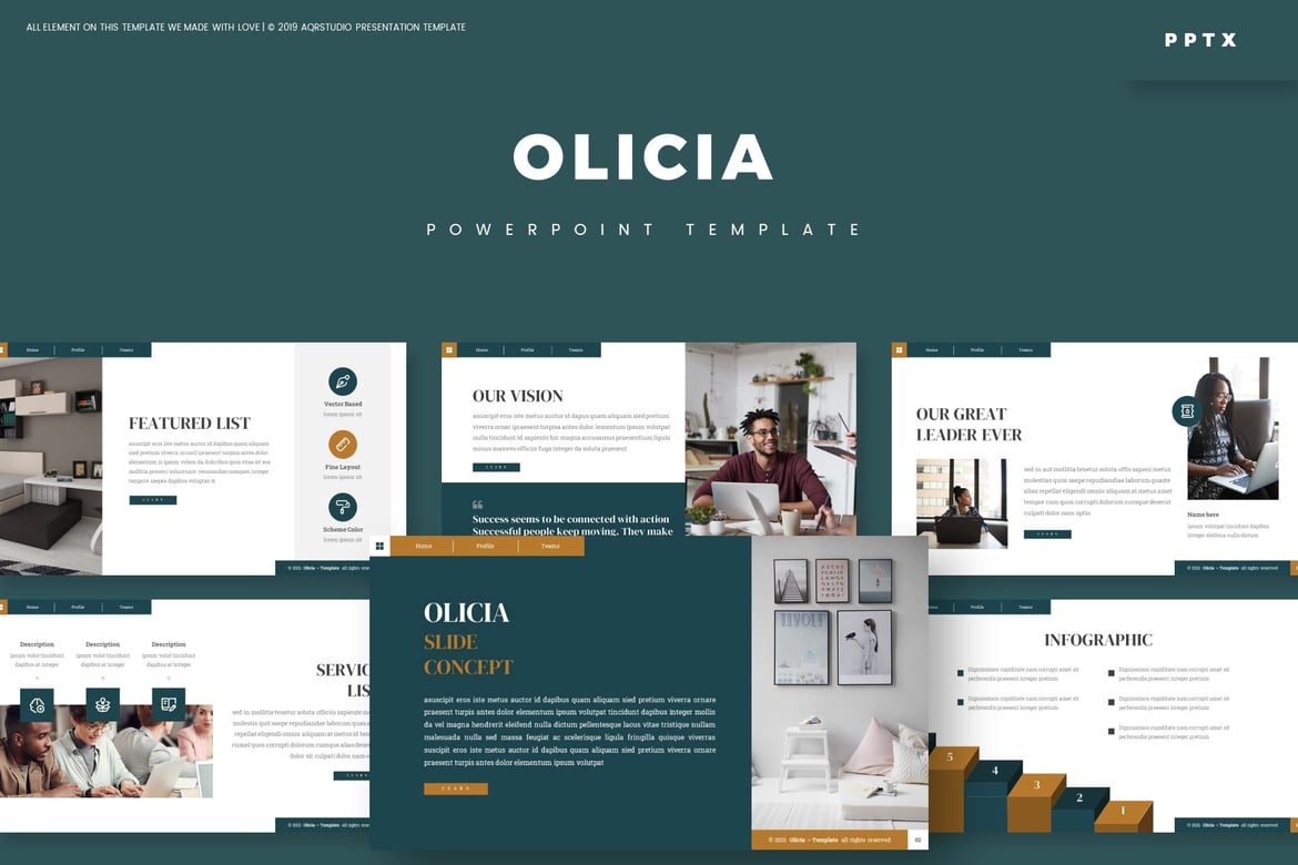 Olicia - Template PowerPoint Serbaguna yang Menarik