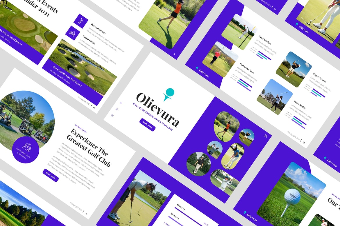 Olievura – Template PowerPoint untuk Klub Golf & Olahraga yang Menarik