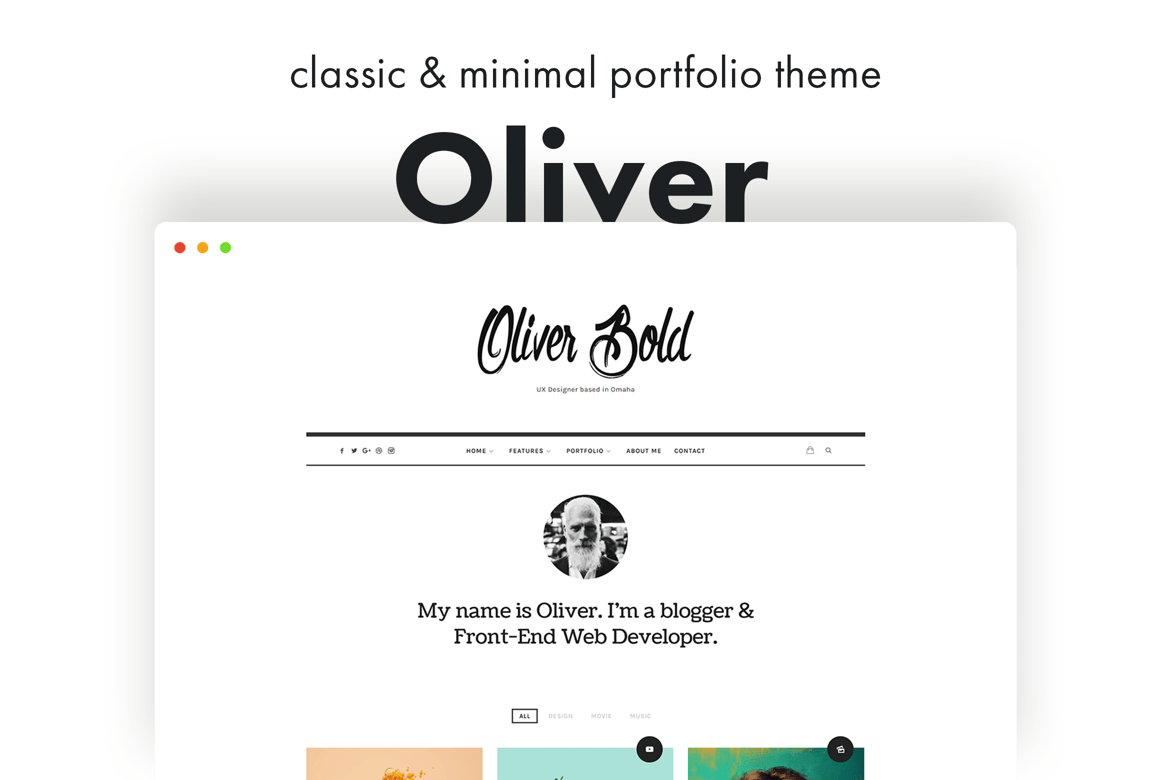 Oliver - Tema WordPress Klasik dan Minimalis untuk Portofolio Anda