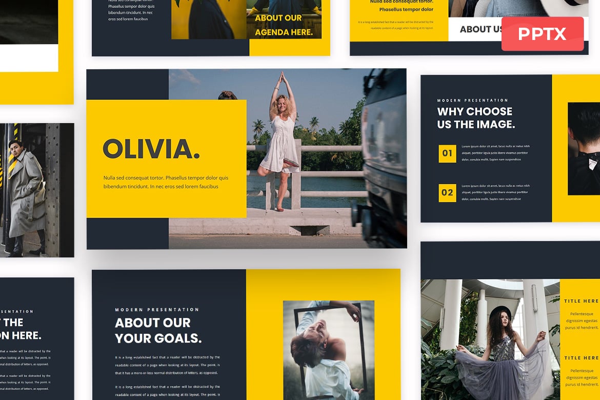 Olivia - Template Presentasi PowerPoint Fashion yang Elegan