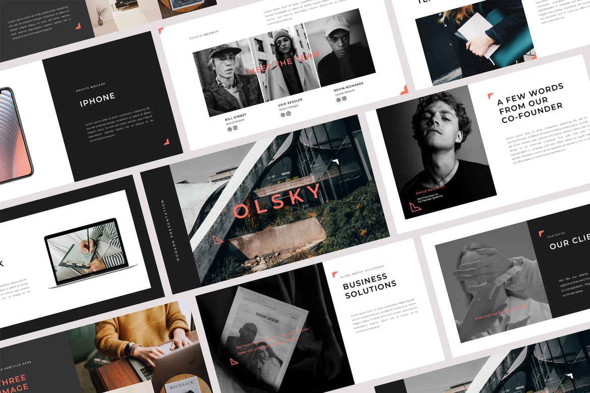 Template PowerPoint Olsky yang Modern dan Profesional