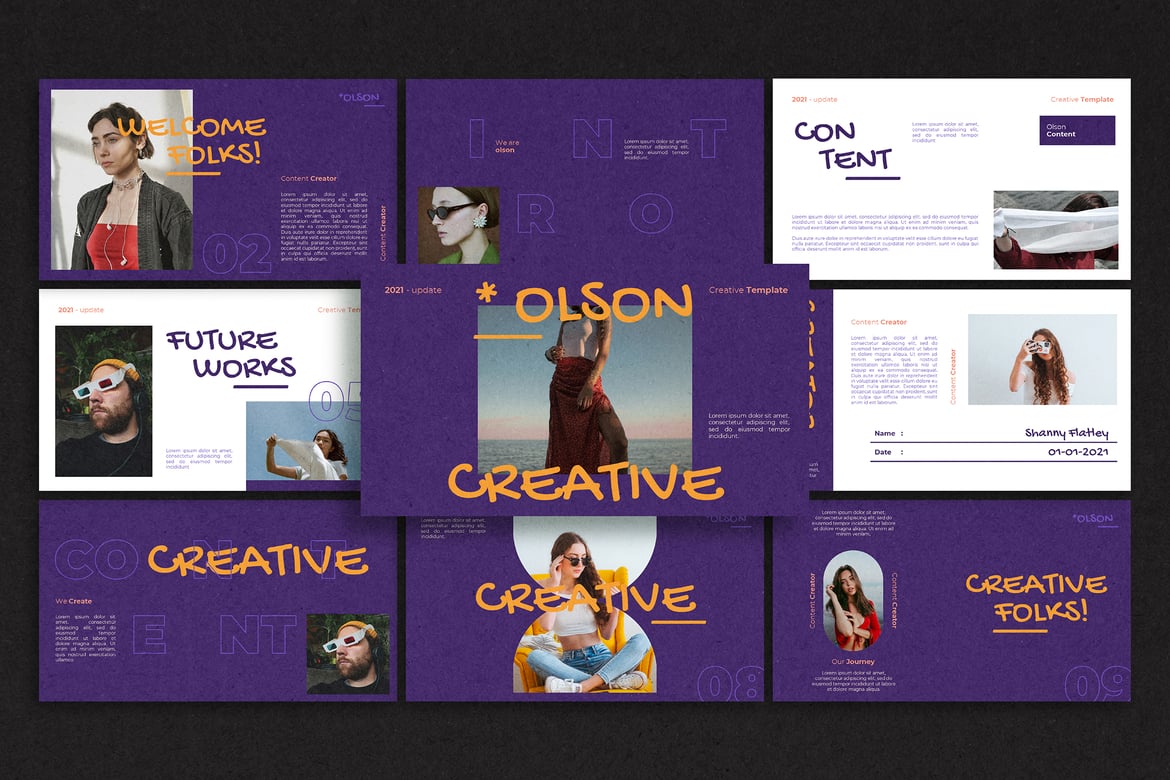 Template PowerPoint Olson yang Menarik dan Modern