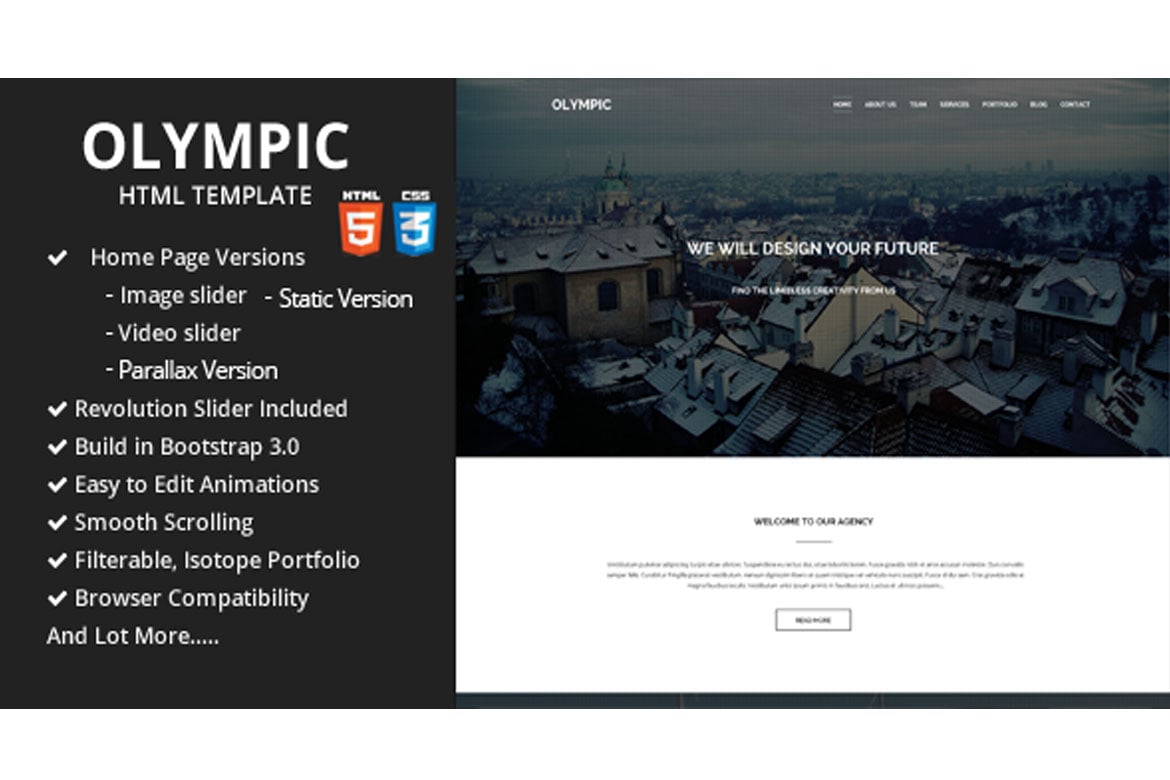 Template Web Parallax Satu Halaman Olympic yang Responsif dan Modern