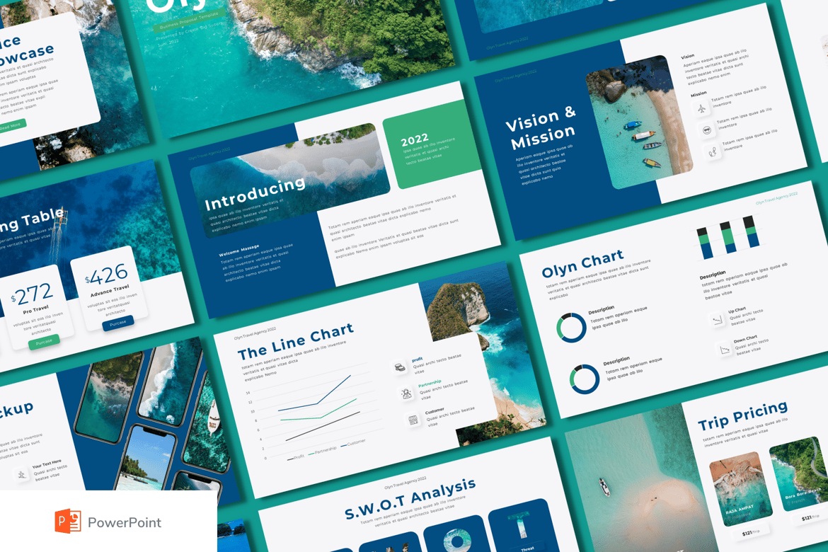 Template Powerpoint Proposal Bisnis Olyn yang Modern dan Praktis