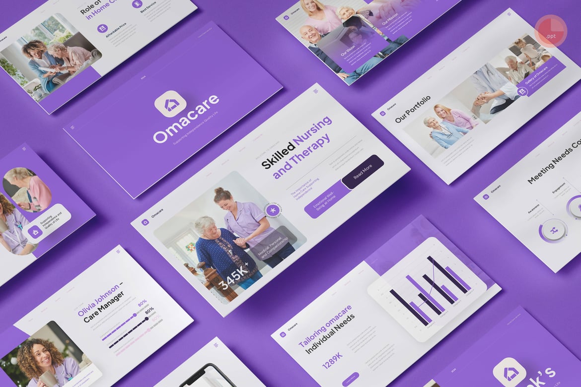 Template Presentasi PowerPoint Omacare - Layanan Perawatan Rumah