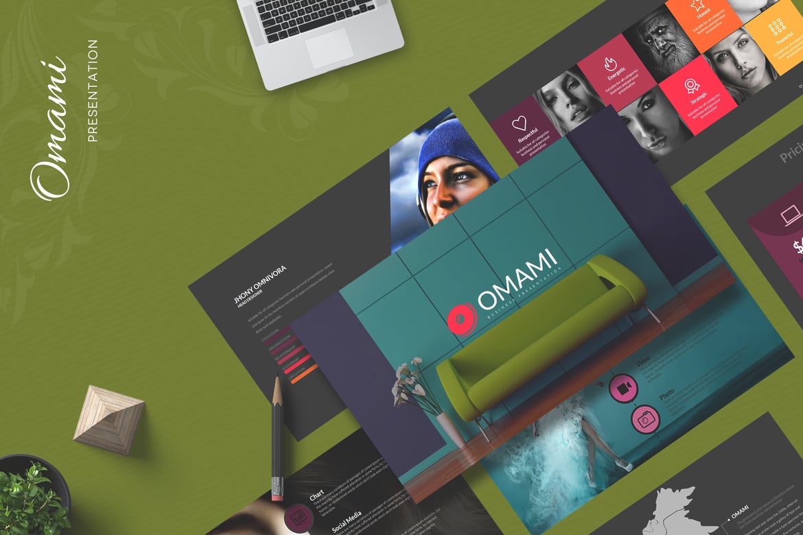 Omami - Template PowerPoint Kreatif untuk Presentasi Menarik