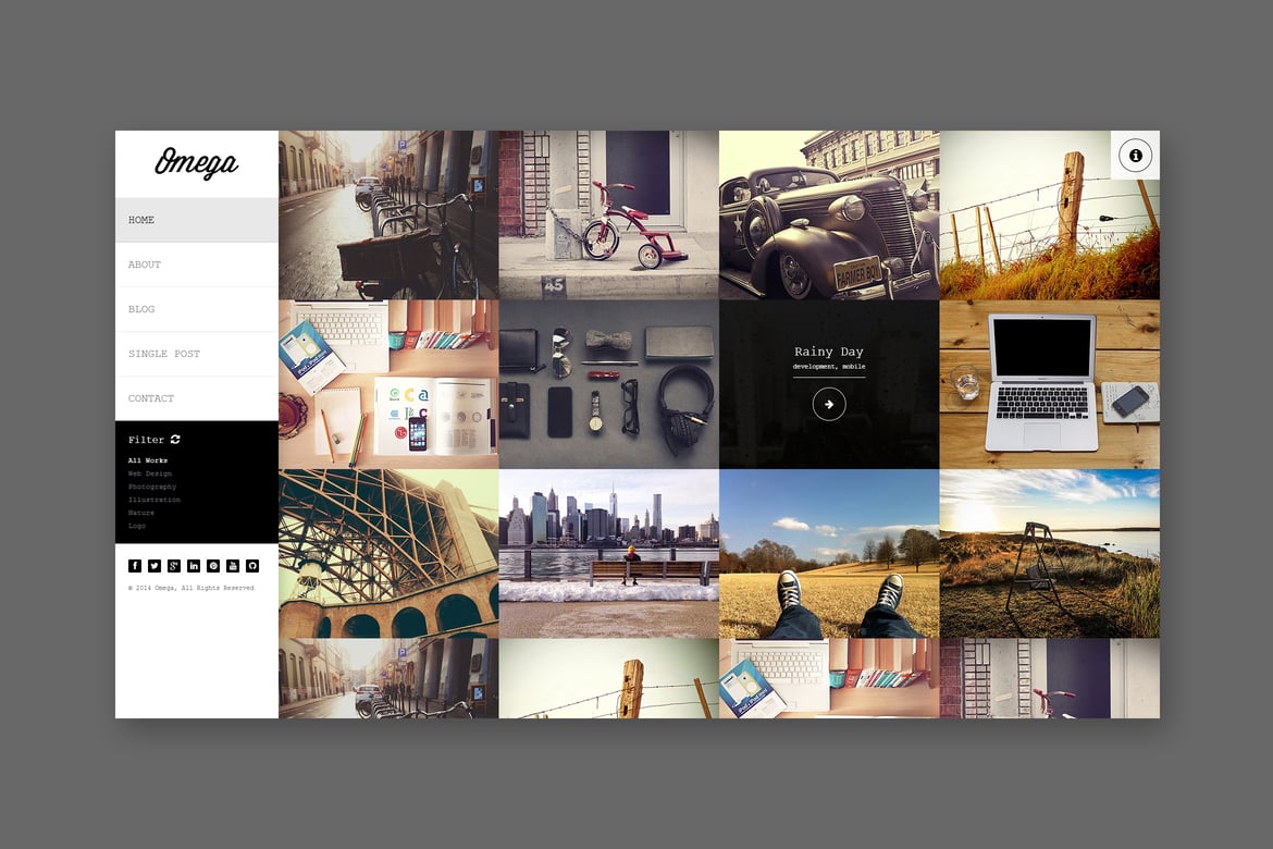 Template Website Omega - Portofolio HTML Full Width yang Menarik