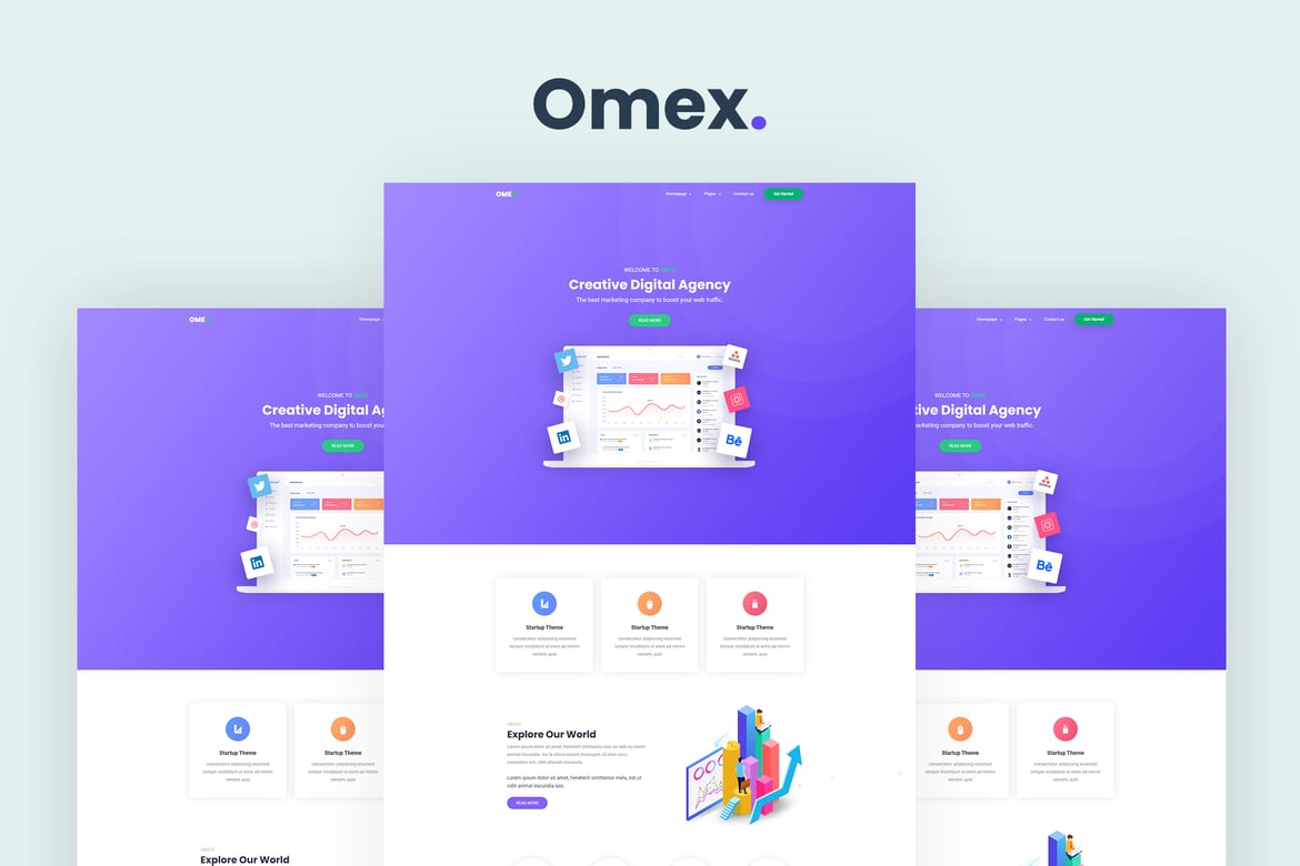 Omex - Template Website Modern untuk Startup dan SaaS