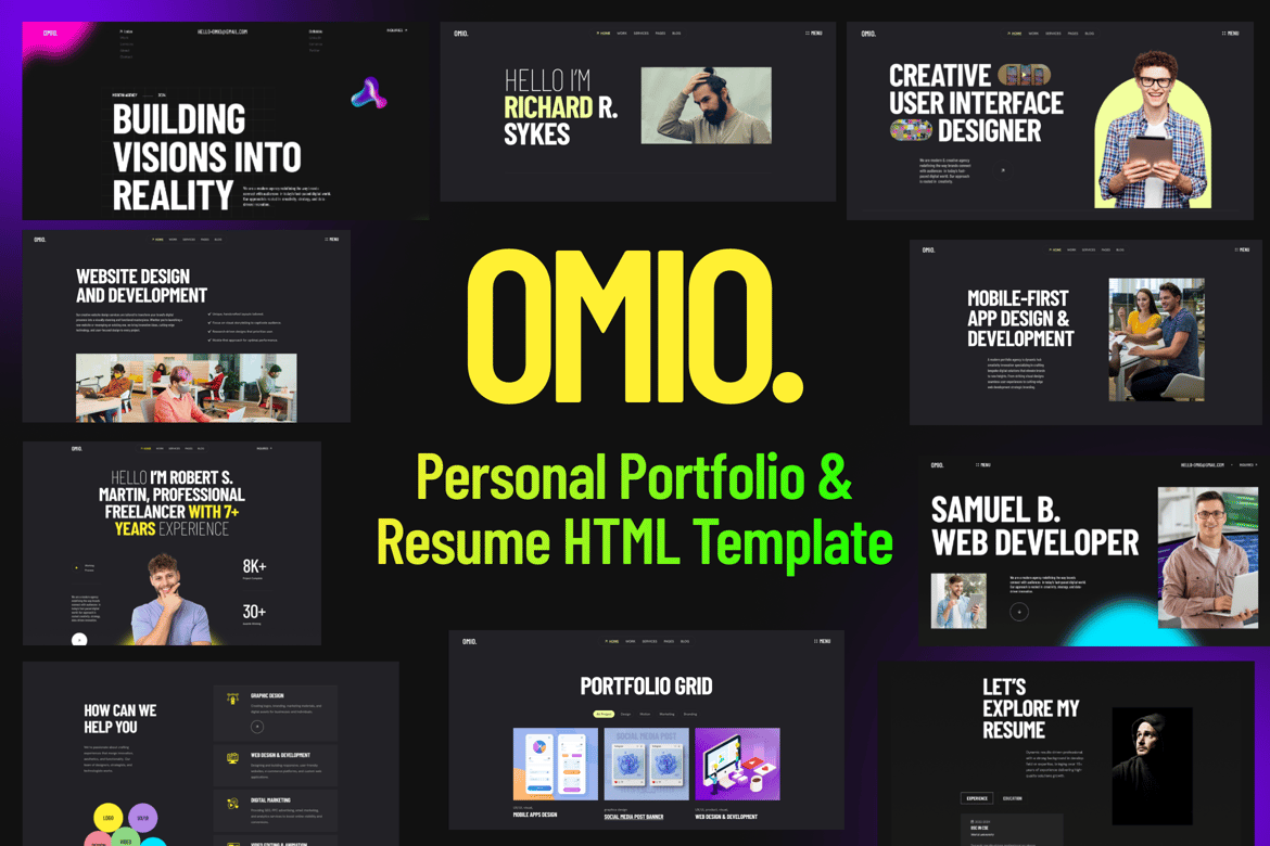 Omio - Template Website Portofolio Pribadi Modern dan Kreatif