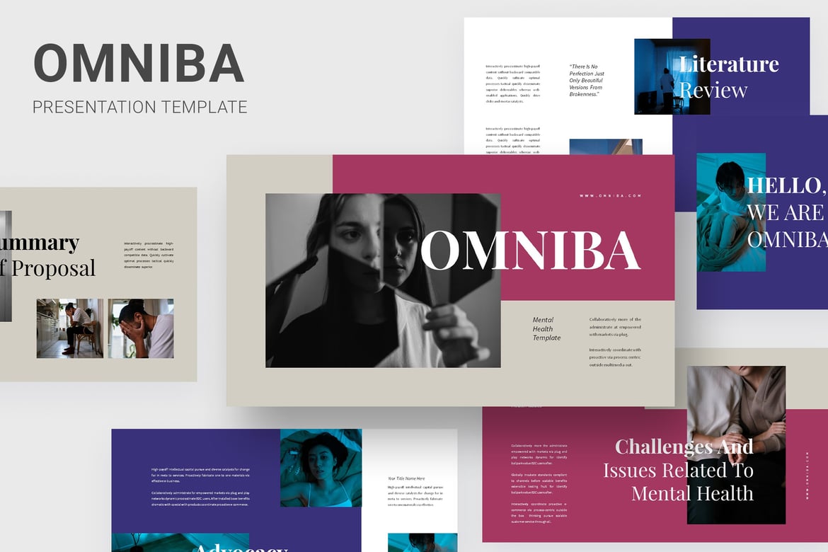 Template PowerPoint Kesehatan Mental Omniba yang Menarik dan Profesional