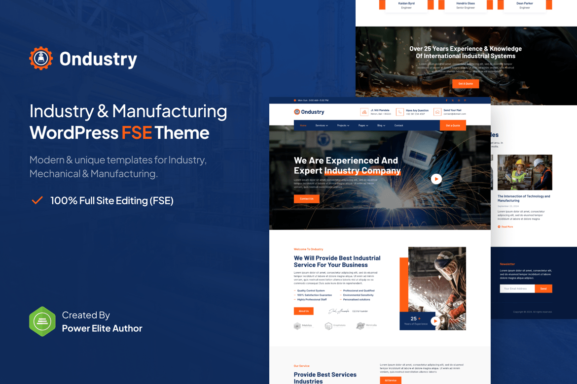 Ondustry – Tema WordPress Modern untuk Industri dan Manufaktur