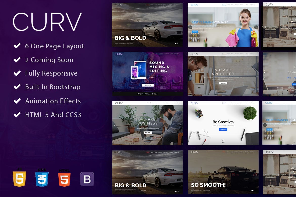 CURV – Template Website Parallax Satu Halaman yang Serbaguna