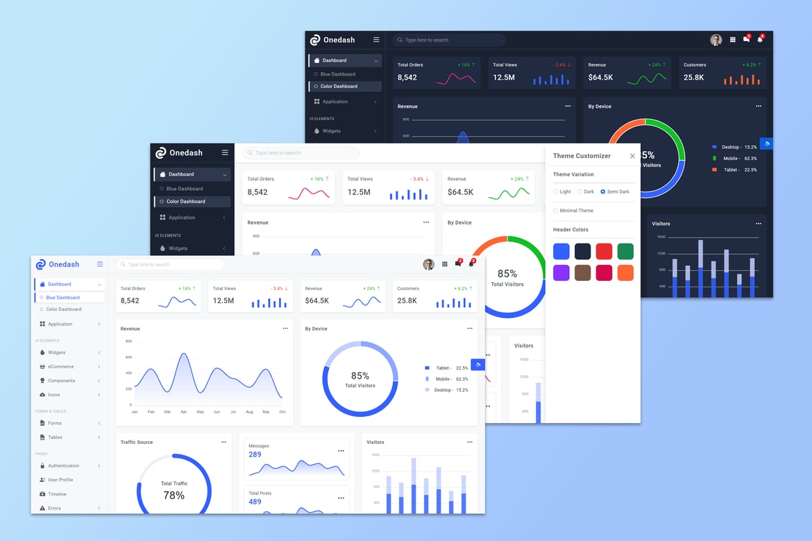 Onedash - Template Website Admin Bootstrap 5 yang Responsif