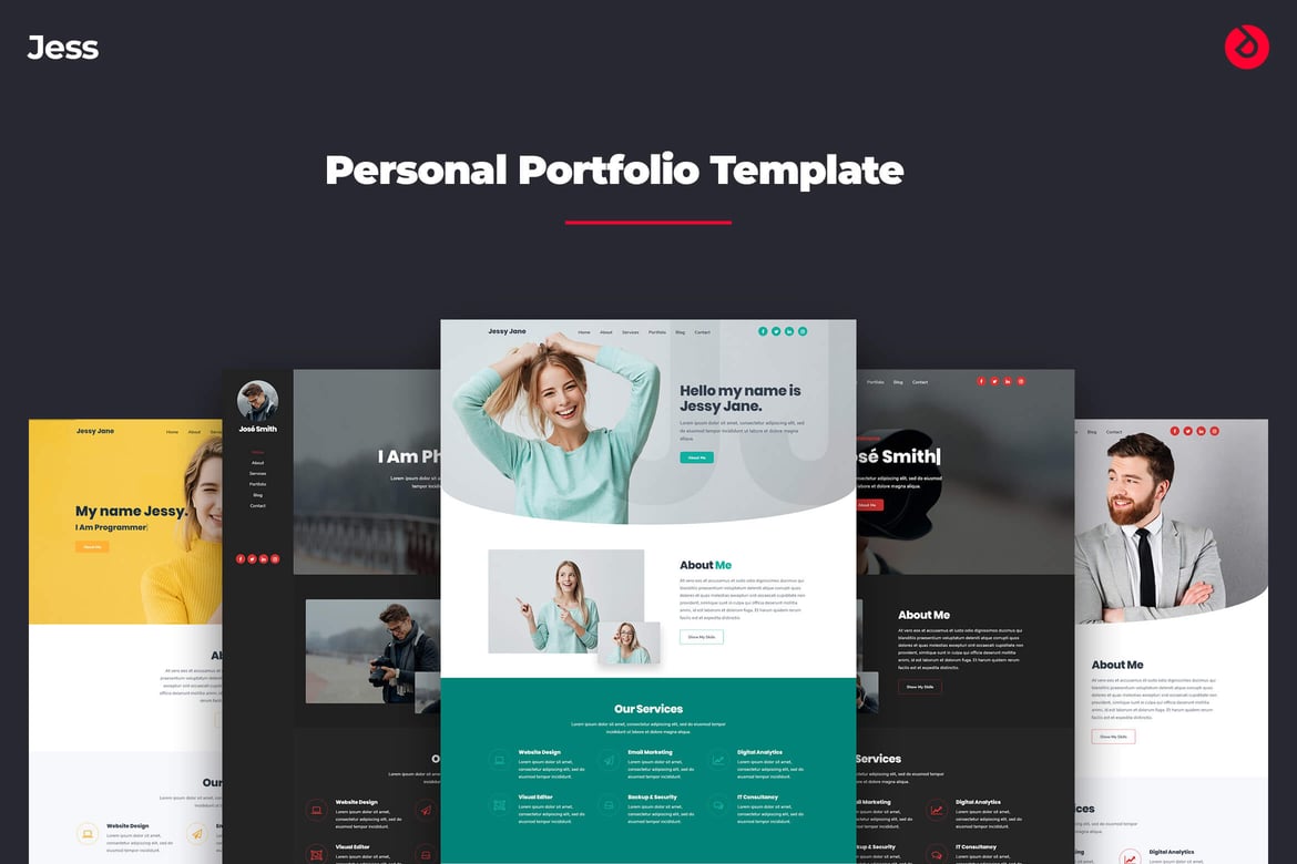 Template Website Pribadi dan Portofolio - Jess yang Responsif dan Profesional